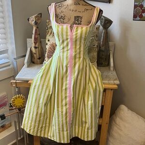 Anthropologie Maeve Green and Pink Striped Dress Gorgeous Sexy Cute Amazing Med!